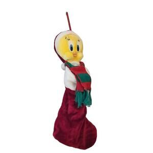 Vtg Tweety Bird Christmas Stocking 3D plush large Warner Bro. Looney Tunes 1999
